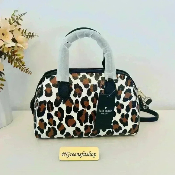 Kate Spade Purse Madison Spotted Leopard Duffle Crossbody Bag - Picture 6 of 11